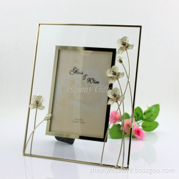 2015 Flower Design Glass Photo Frame for Weddings Party